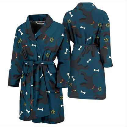 Schnauzers Pattern Print Design A04 Men Bathrobe-JORJUNE.COM