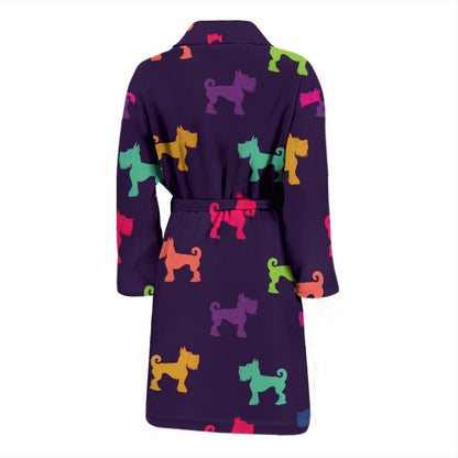 Schnauzers Pattern Print Design A05 Men Bathrobe-JORJUNE.COM