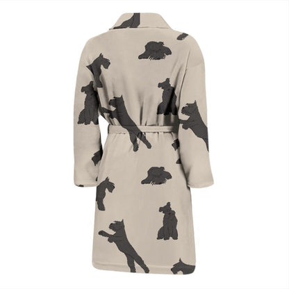 Schnauzers Pattern Print Design A06 Men Bathrobe-JORJUNE.COM