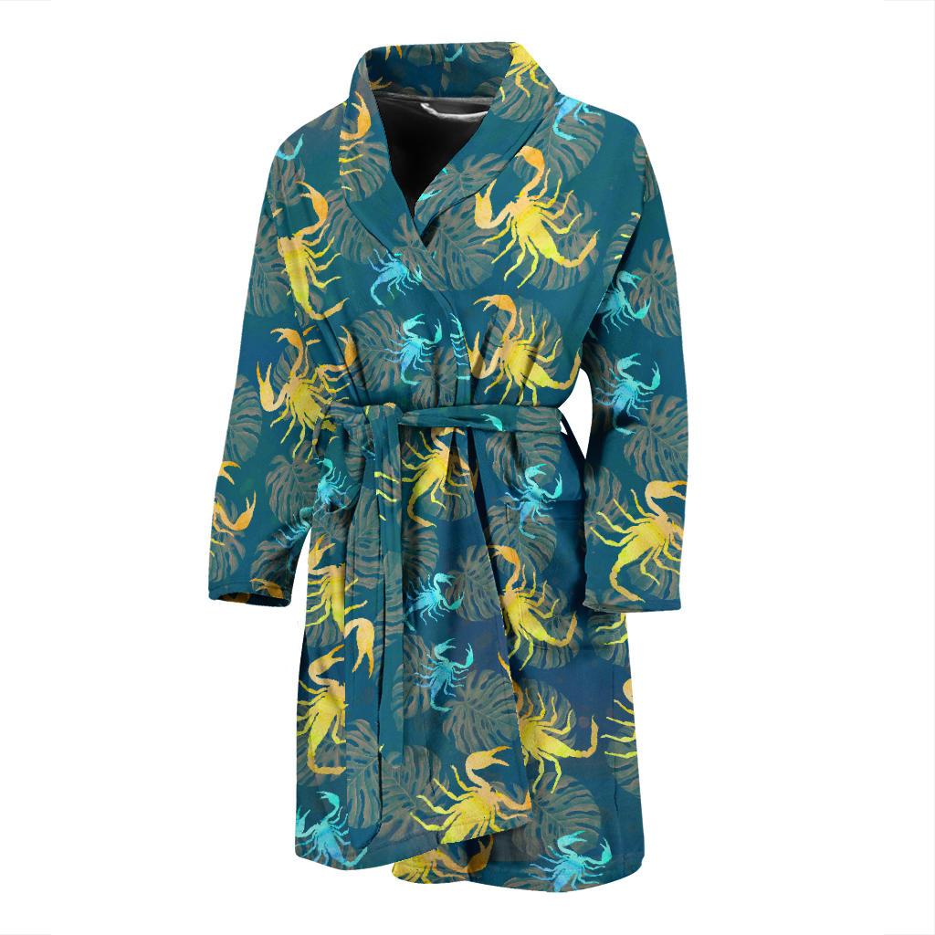 Scorpion Pattern Print Design 02 Men Bathrobe-JORJUNE.COM