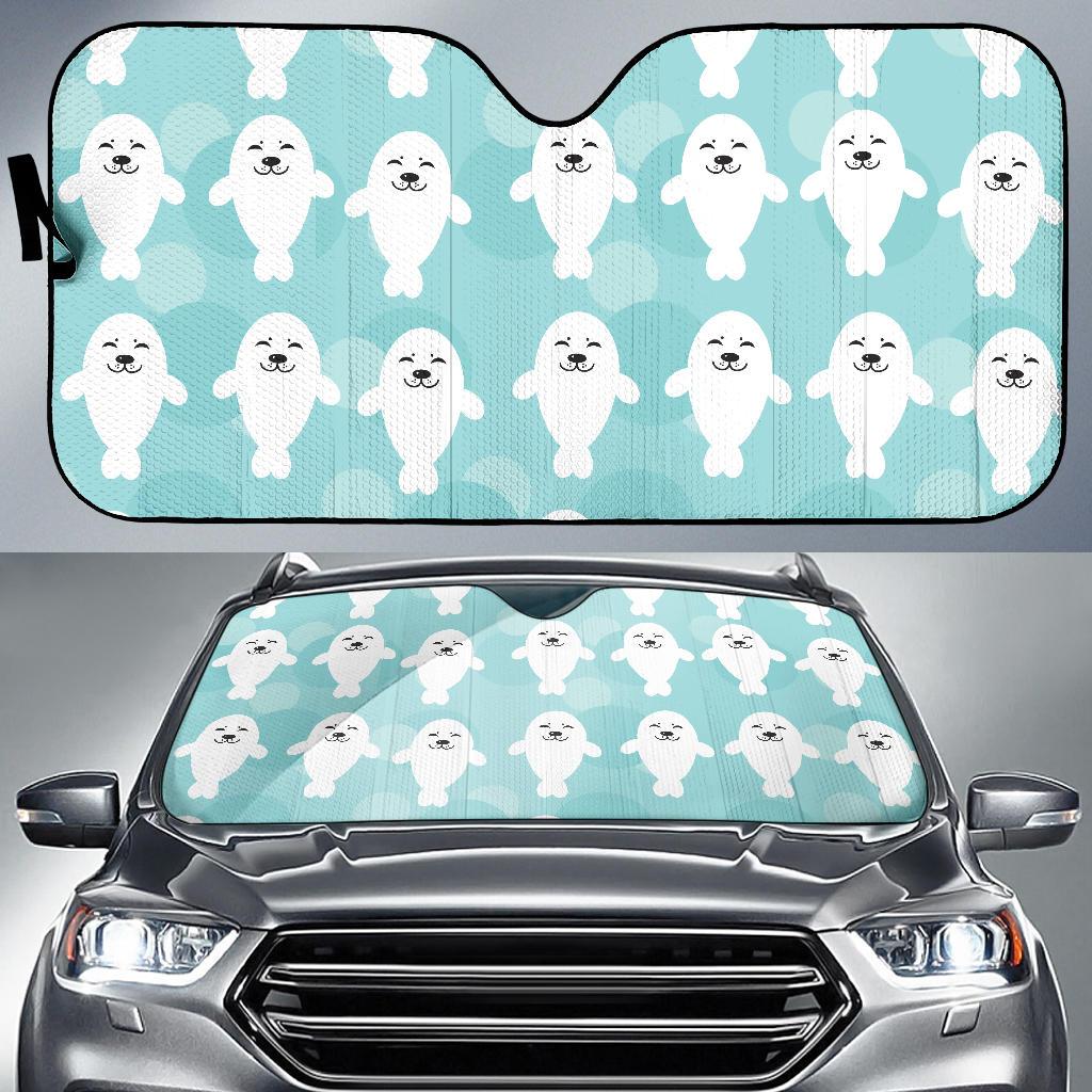 Sea Lion Baby Pattern Print Design 01 Car Sun Shades-JORJUNE.COM