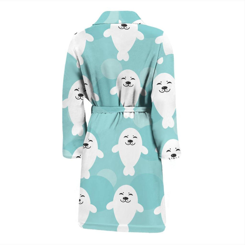 Sea Lion Baby Pattern Print Design 01 Men Bathrobe-JORJUNE.COM