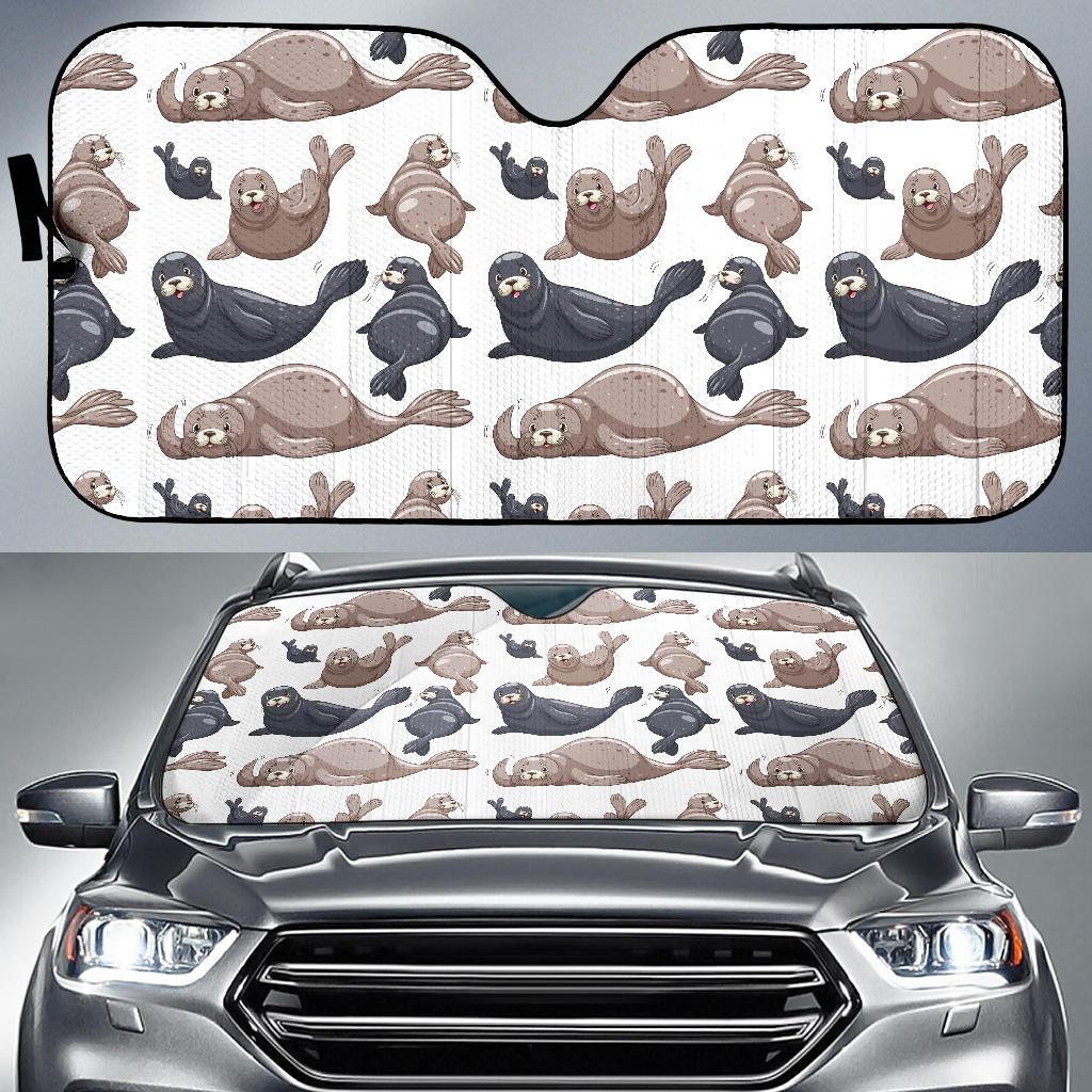 Sea Lion Pattern Print Design 02 Car Sun Shades-JORJUNE.COM