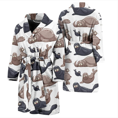 Sea Lion Pattern Print Design 02 Men Bathrobe-JORJUNE.COM