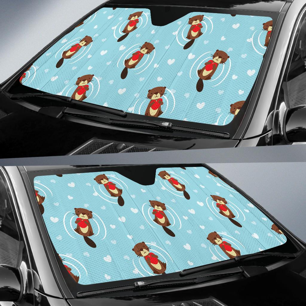 Sea Otter Cute Pattern Print Design 04 Car Sun Shades-JORJUNE.COM