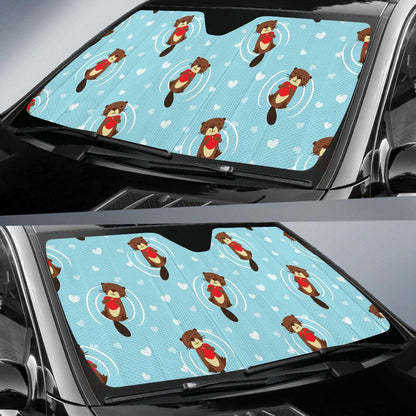 Sea Otter Cute Pattern Print Design 04 Car Sun Shades-JORJUNE.COM