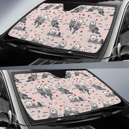 Sea Otter Pattern Print Design 02 Car Sun Shades-JORJUNE.COM