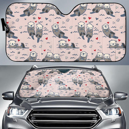 Sea Otter Pattern Print Design 02 Car Sun Shades-JORJUNE.COM