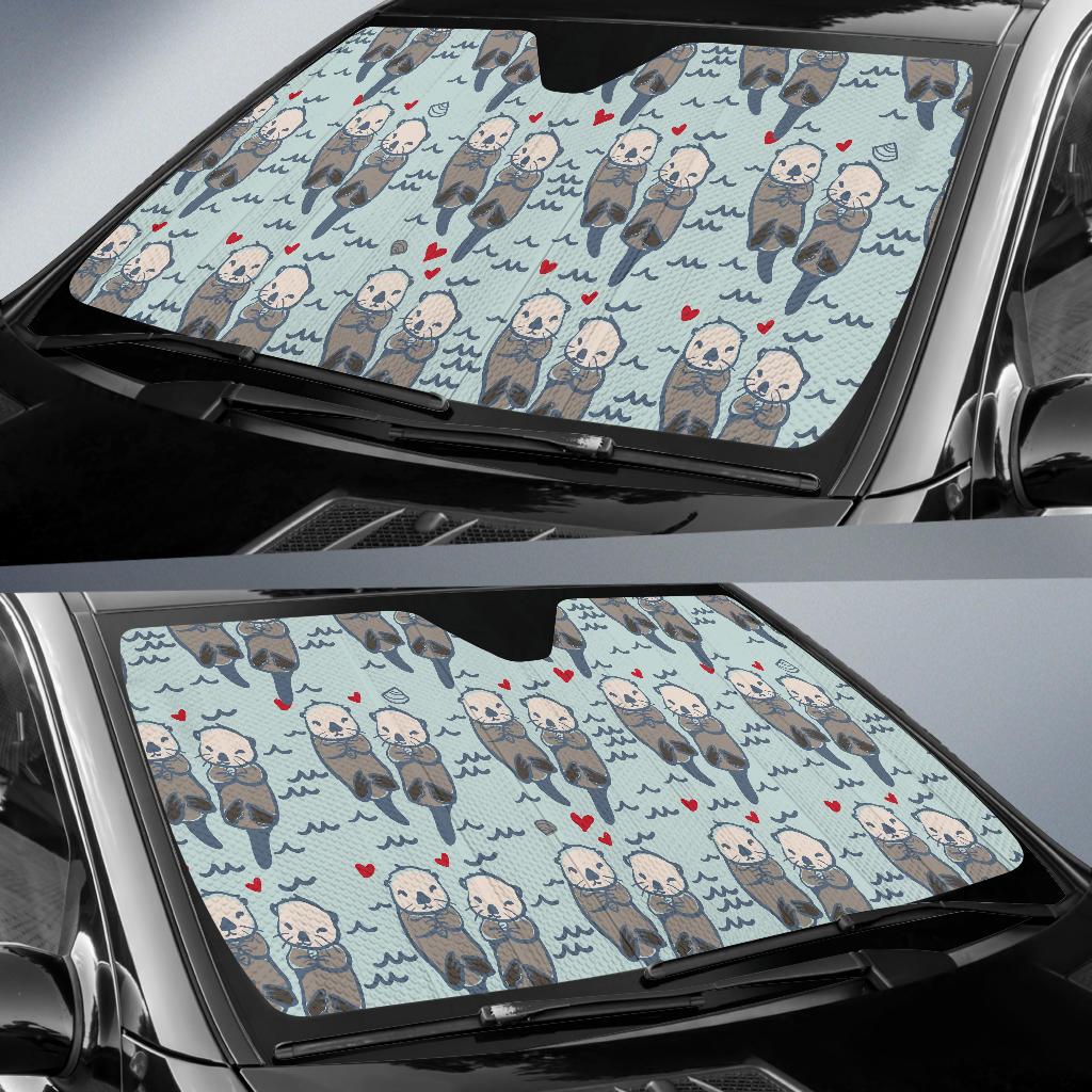 Sea Otter Pattern Print Design 03 Car Sun Shades-JORJUNE.COM