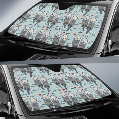 Sea Otter Pattern Print Design 03 Car Sun Shades-JORJUNE.COM