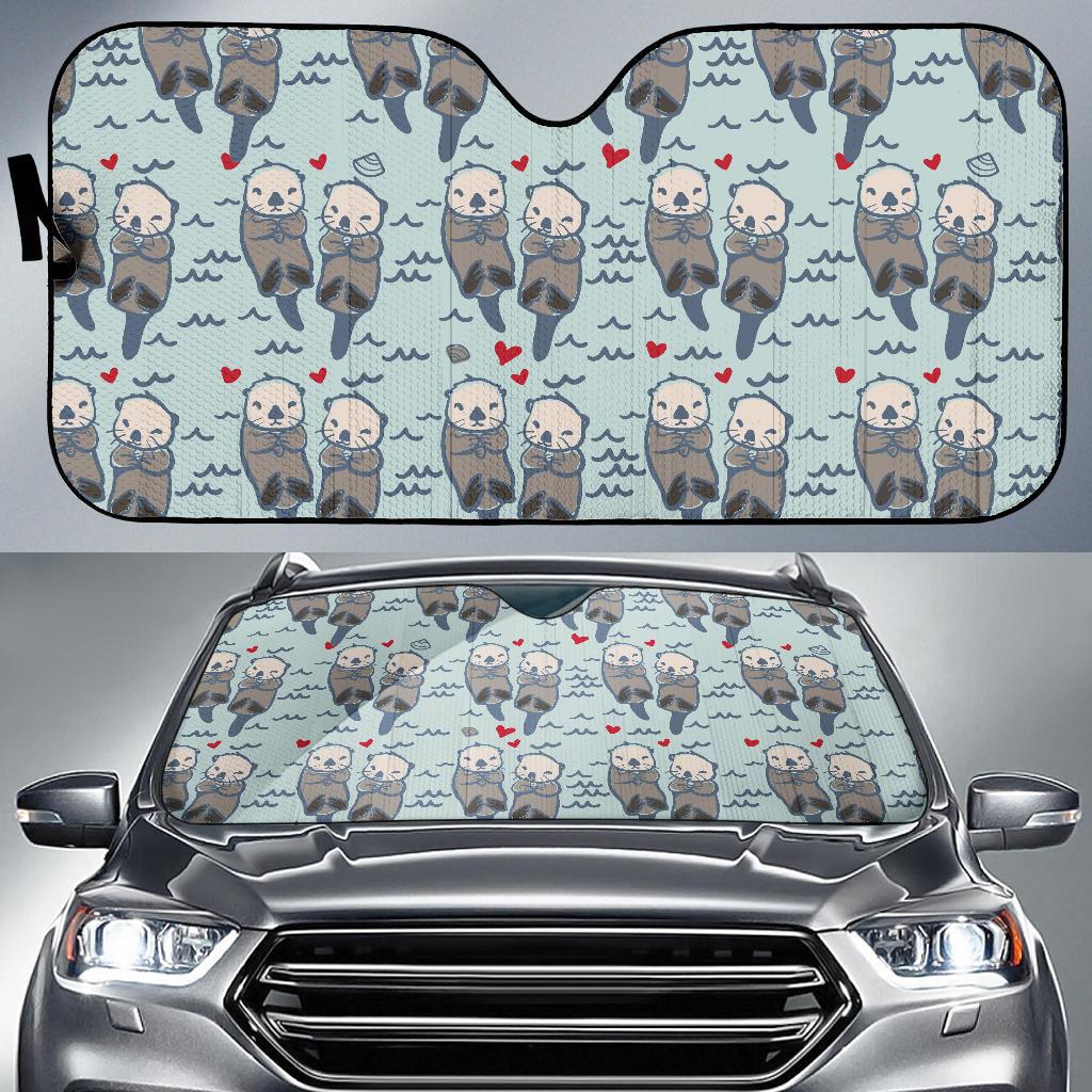 Sea Otter Pattern Print Design 03 Car Sun Shades-JORJUNE.COM