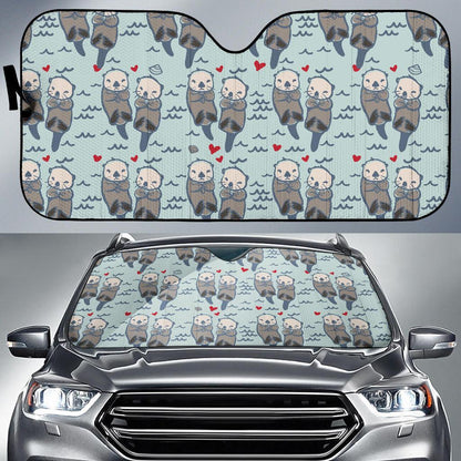 Sea Otter Pattern Print Design 03 Car Sun Shades-JORJUNE.COM