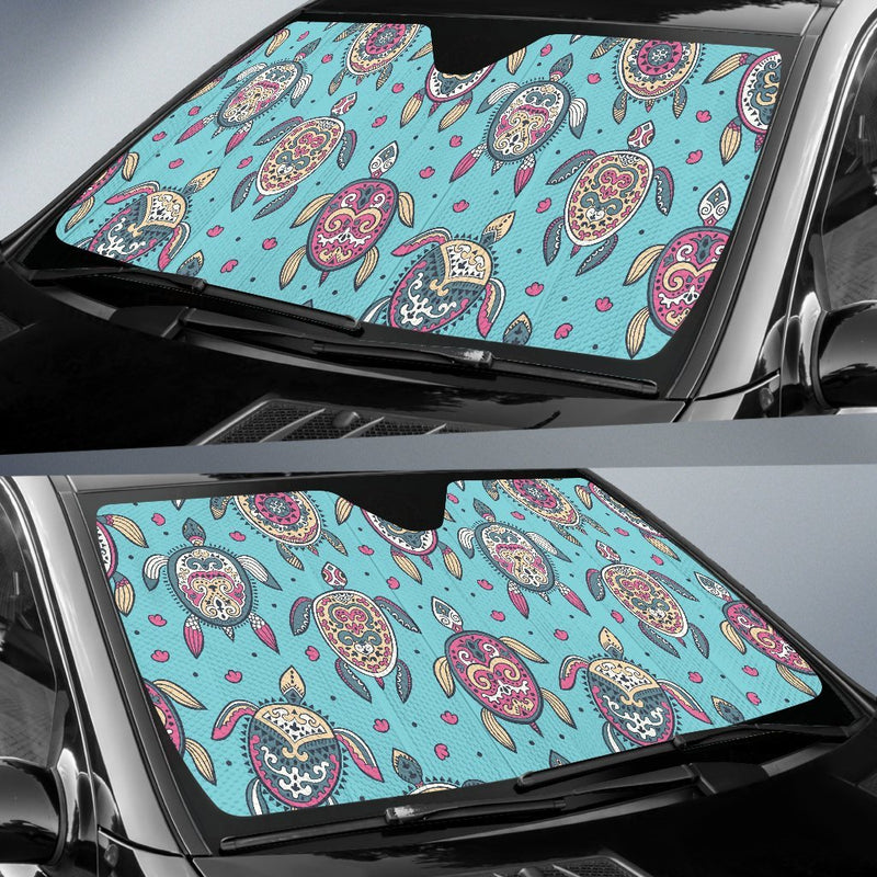 Sea Turtle Art Pattern Car Sun Shade-JorJune