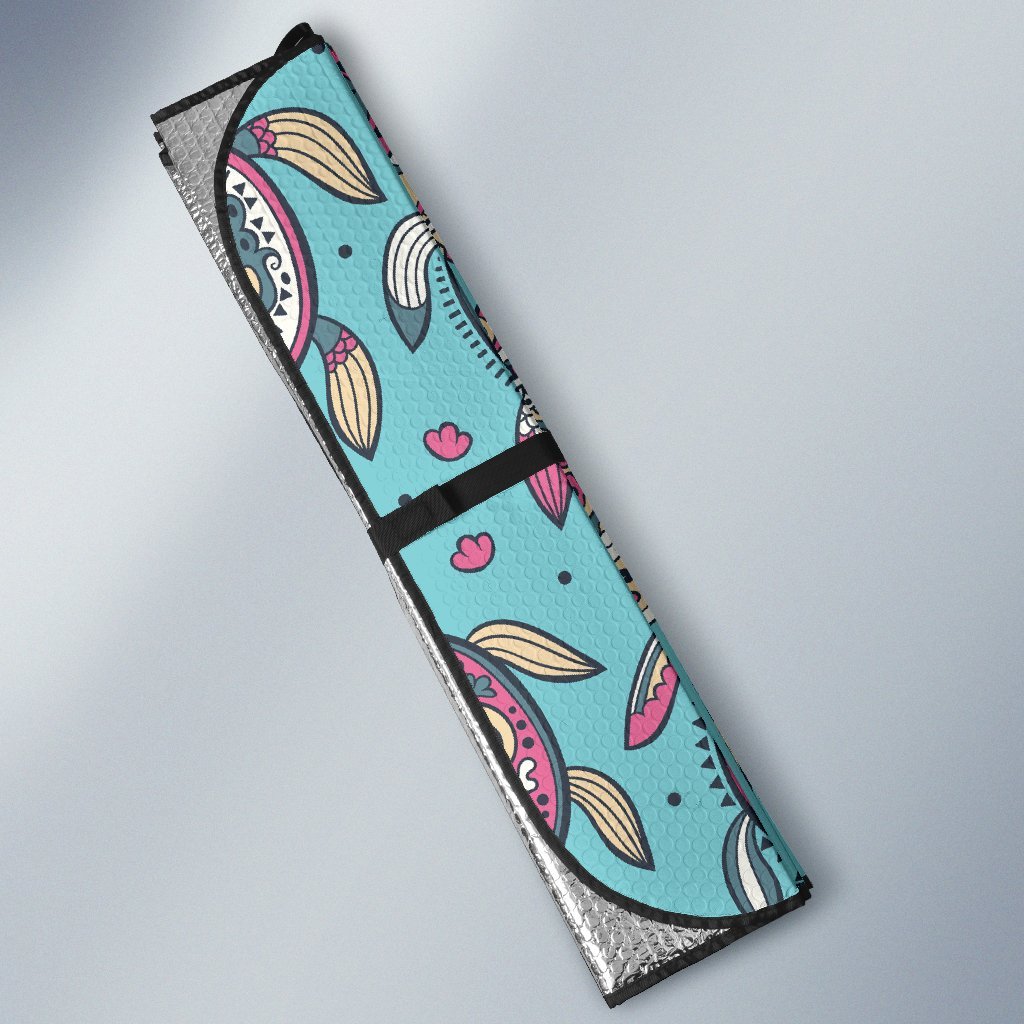 Sea Turtle Art Pattern Car Sun Shade-JorJune