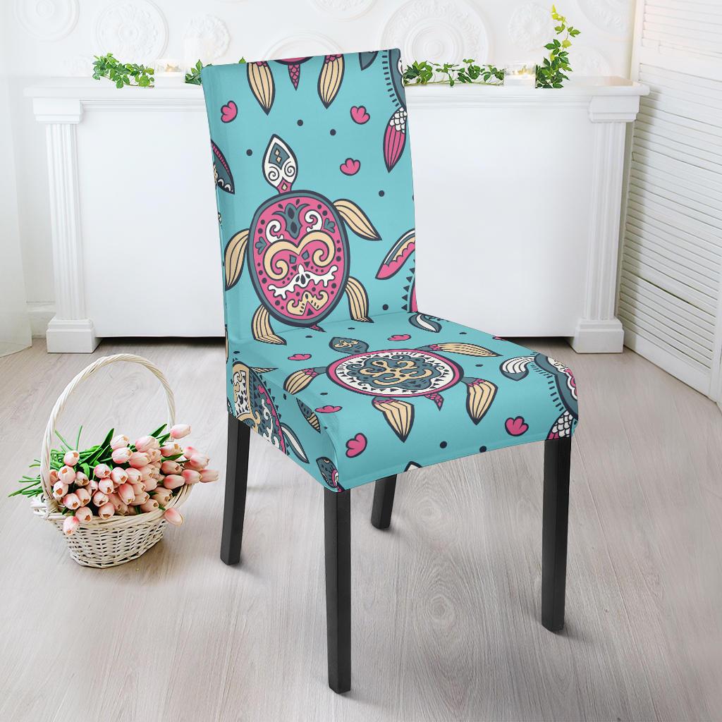 Sea Turtle Art Pattern Dining Chair Slipcover-JORJUNE.COM