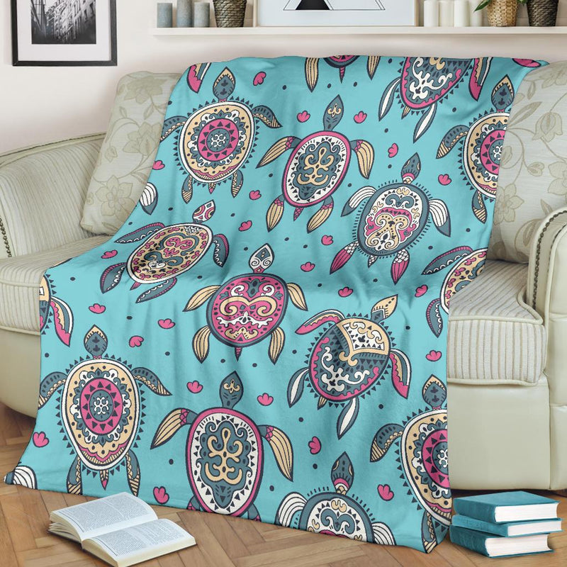 Sea Turtle Art Pattern Fleece Blanket