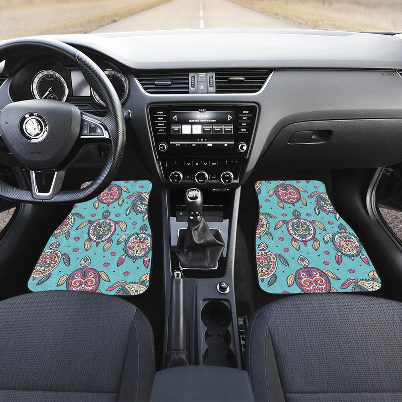 Sea Turtle Art Pattern Front and Back Car Floor Mats