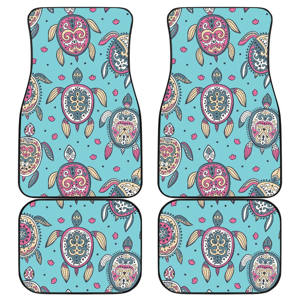 Sea Turtle Art Pattern Front and Back Car Floor Mats