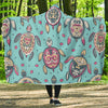 Sea Turtle Art Pattern Hooded Blanket-JORJUNE.COM