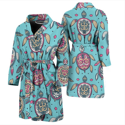 Sea Turtle Art Pattern Men Bath Robe