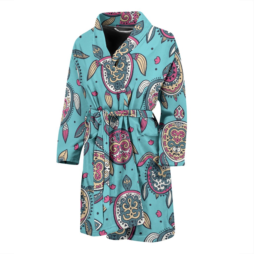 Sea Turtle Art Pattern Men Bath Robe