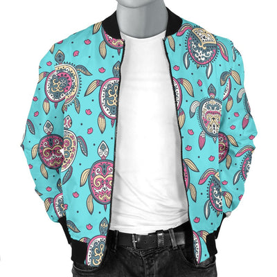 Sea Turtle Art Pattern Men Casual Bomber Jacket