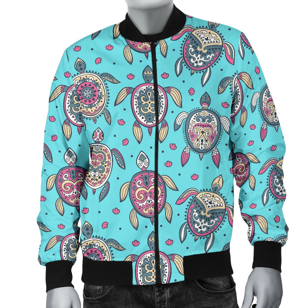 Sea Turtle Art Pattern Men Casual Bomber Jacket