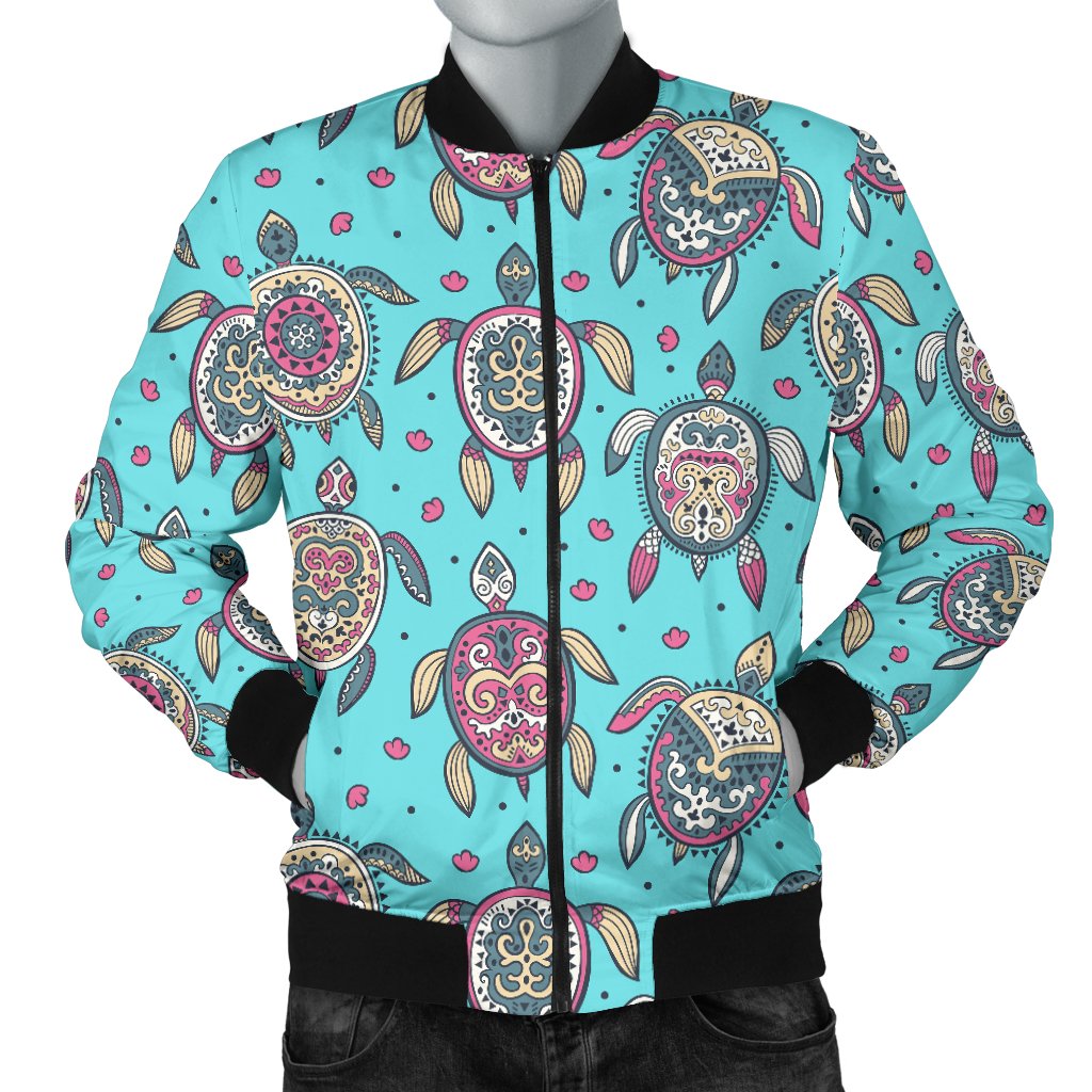 Sea Turtle Art Pattern Men Casual Bomber Jacket