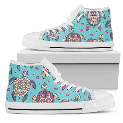 Sea Turtle Art Pattern Men High Top Shoes