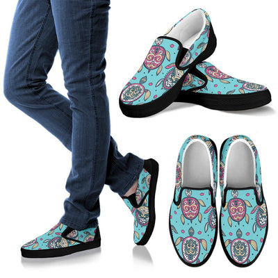 Sea Turtle Art Pattern Men Slip On Shoes