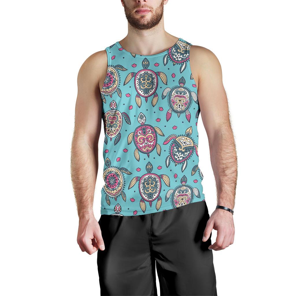 Sea Turtle Art Pattern Men Tank Top