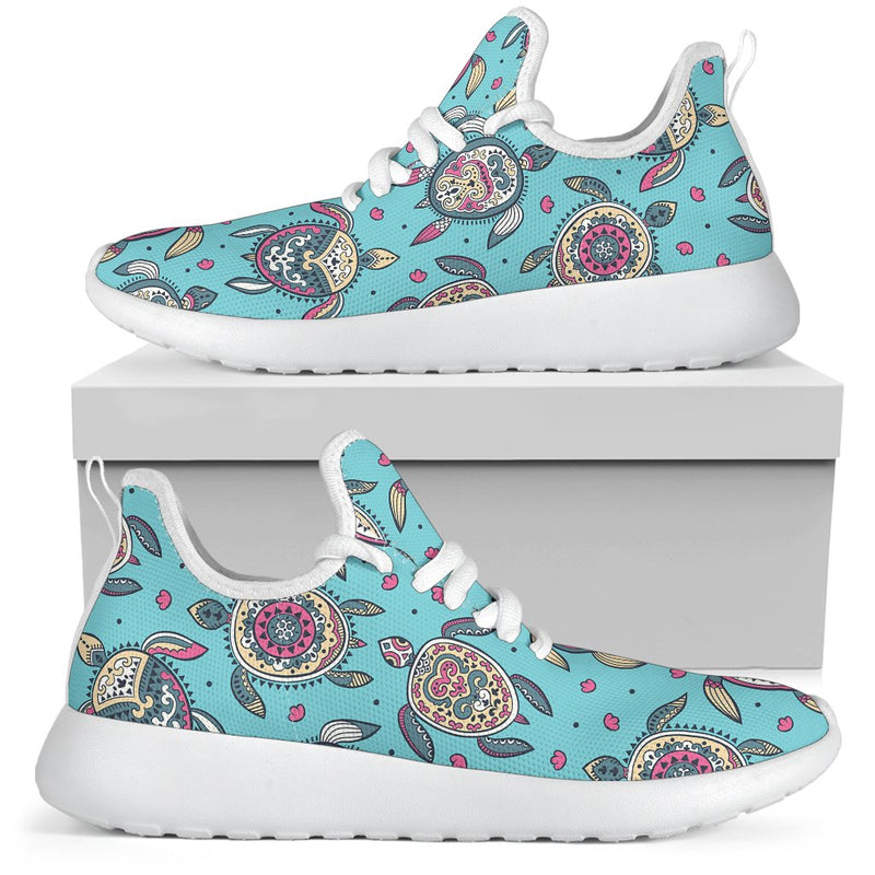 Sea Turtle Art Pattern Mesh Knit Sneakers Shoes