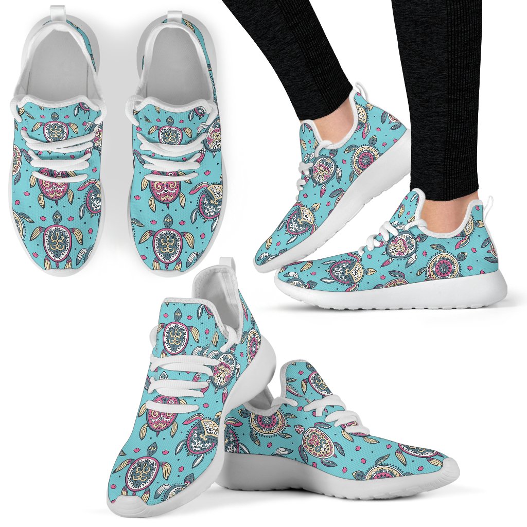 Sea Turtle Art Pattern Mesh Knit Sneakers Shoes