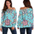 Sea Turtle Art Pattern Off Shoulder Sweatshirt