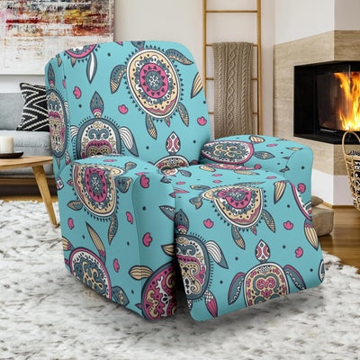 Sea Turtle Art Pattern Recliner Slipcover-JORJUNE.COM