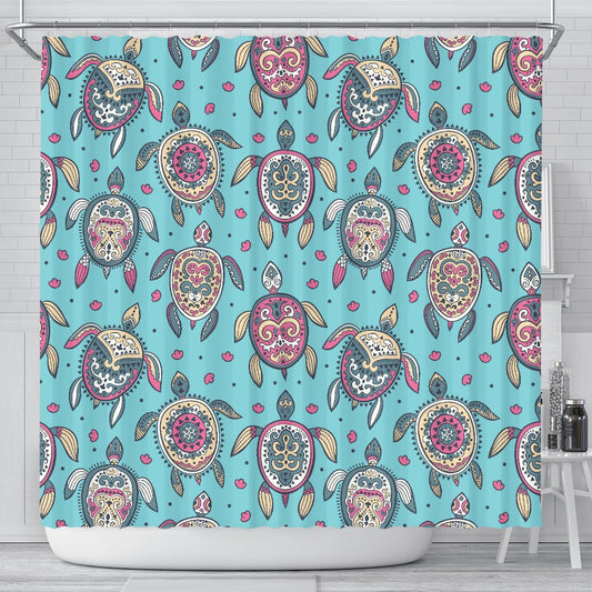 Sea Turtle Art Pattern Shower Curtain