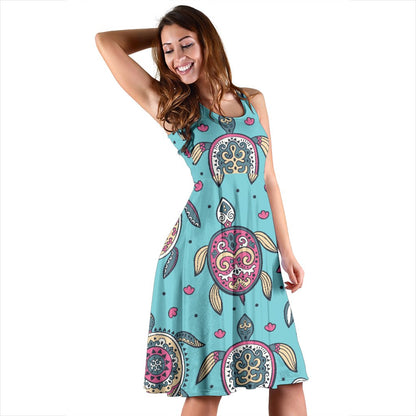 Sea Turtle Art Pattern Sleeveless Mini Dress