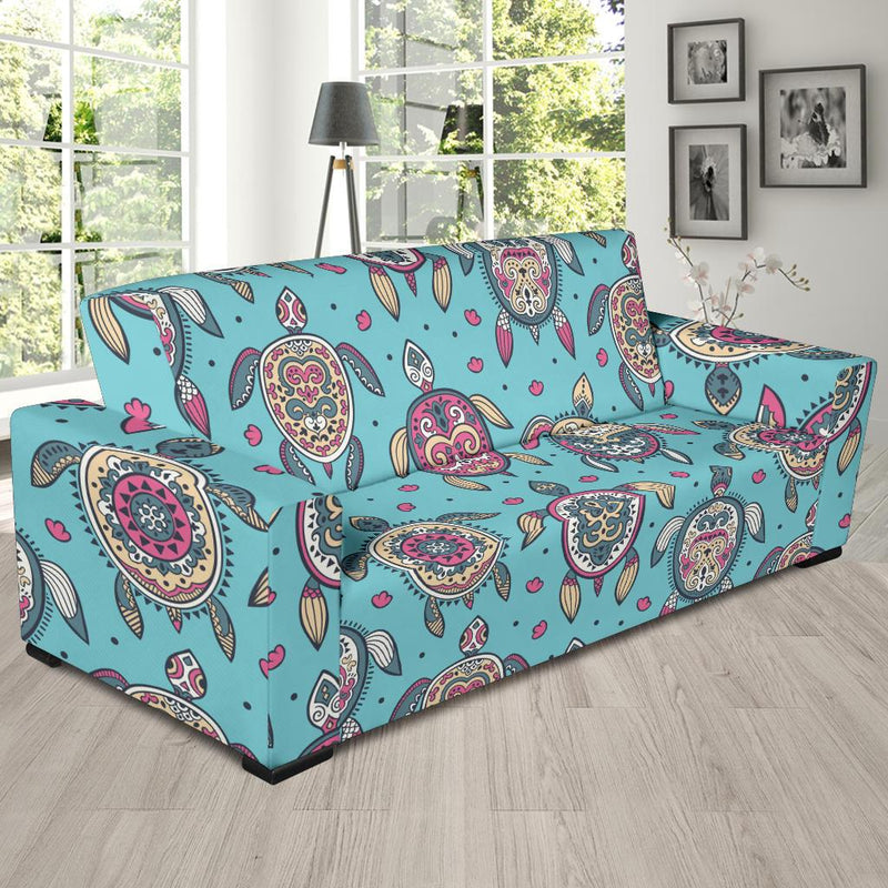 Sea Turtle Art Pattern Sofa Slipcover-JORJUNE.COM