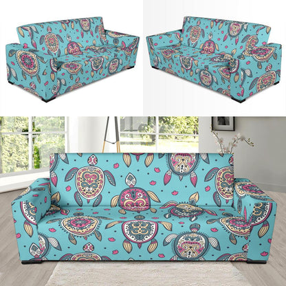 Sea Turtle Art Pattern Sofa Slipcover-JORJUNE.COM