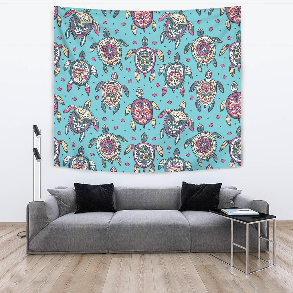 Sea Turtle Art Pattern Tapestry