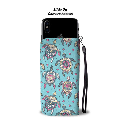 Sea Turtle Art Pattern Wallet Phone Case