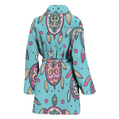 Sea Turtle Art Pattern Women Bath Robe