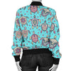 Sea Turtle Art Pattern Women Casual Bomber Jacket