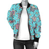 Sea Turtle Art Pattern Women Casual Bomber Jacket