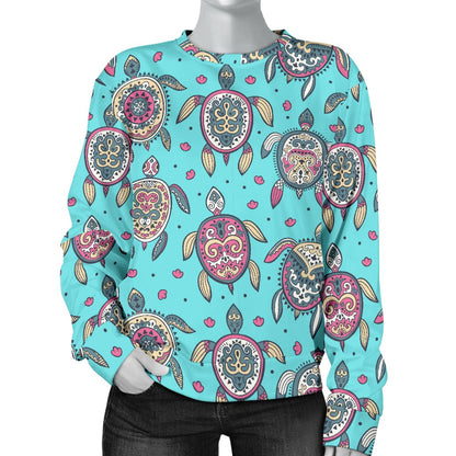 Sea Turtle Art Pattern Women Crewneck Sweatshirt