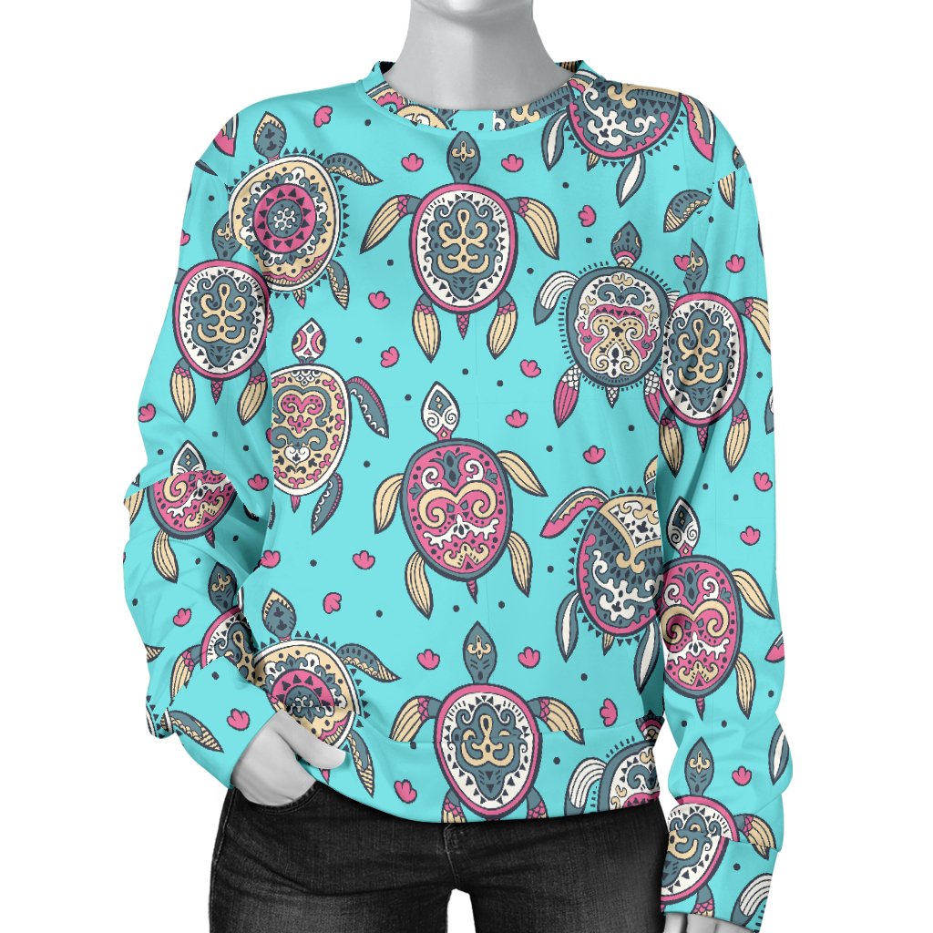 Sea Turtle Art Pattern Women Crewneck Sweatshirt