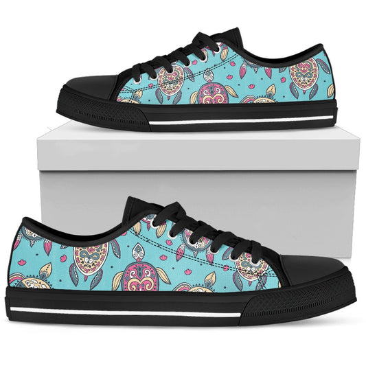 Sea Turtle Art Pattern Women Low Top Shoes