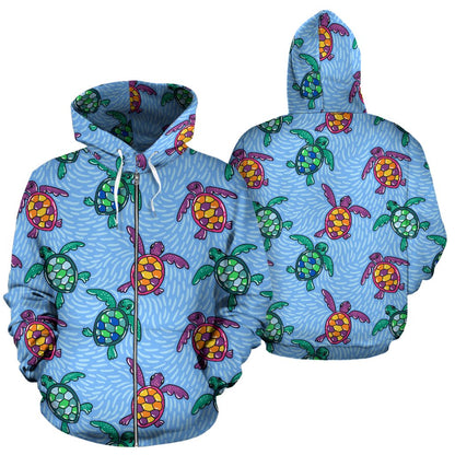 Sea Turtle Baby Pattern All Over Zip Up Hoodie