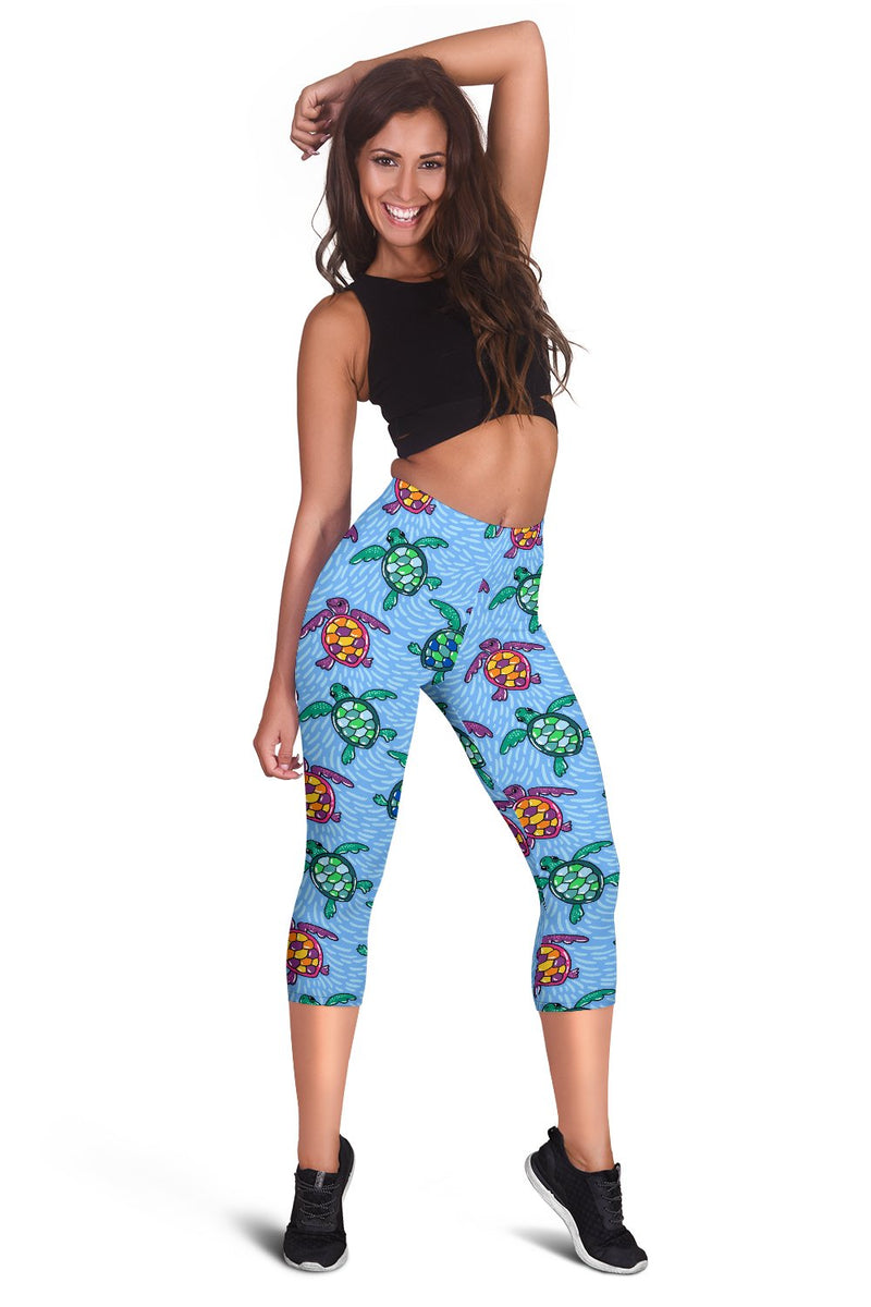 Sea Turtle Baby Pattern Women Capris