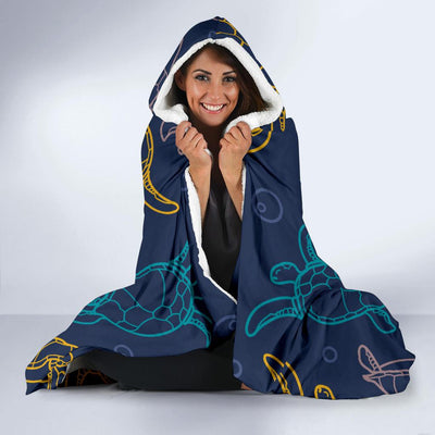 Sea Turtle Baby Print Hooded Blanket-JORJUNE.COM